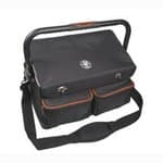 Klein Tools Black Tradesman Pro Organizer 17" Tool Tote Bag with Cover, 17 Pockets