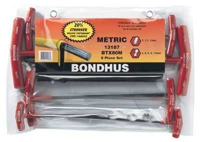 Bondhus Balldriver T-Handle Hex Key Set, 8 Pack