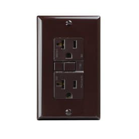 GP 20 Amp GFCI Receptacle Outlet w/ LED, Brown
