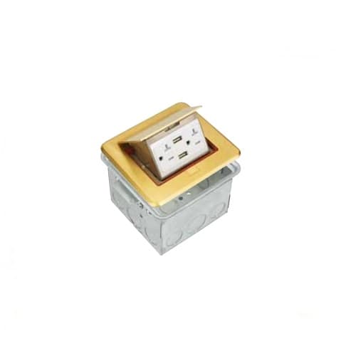 Enerlites 1-Gang Soft Pop-up GCFI Floor Box, Square, 20A, 125V, Brass