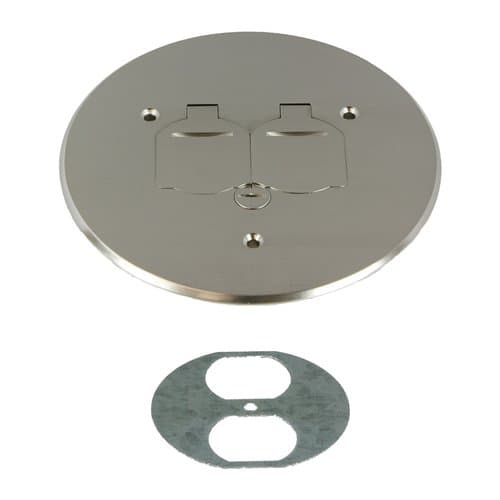 Enerlites 5-3/4 Inch Dia. Round Flip Cover Plate with 20A TRWR Duplex Receptacle, Nickel