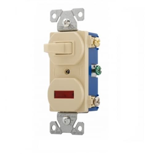Eaton Wiring 15 Amp Pilot Light Switch, Toggle Switch & Pilot Light, Ivory