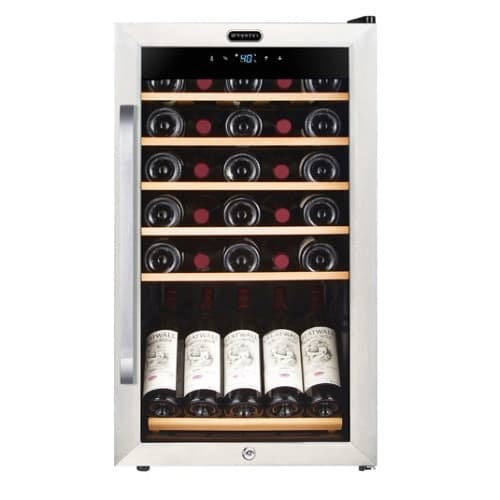 Whynter 85W Freestanding Wine Cooler, 34-Bottle, 115V, Stainless Steel