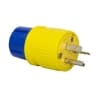 Ericson 5-20 NEMA Plug, Perma-Grip, 2P/3W, 1 Ph, 125V, Small, Yellow