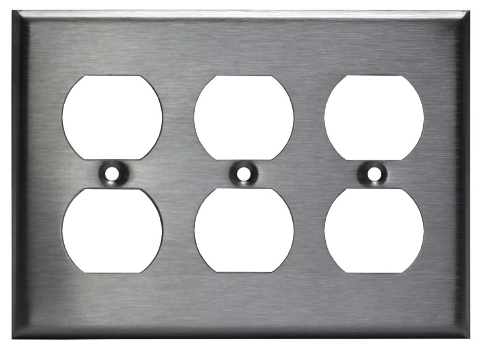 Enerlites Stainless Steel 3Gang Duplex Receptacle Metal Wall Plate