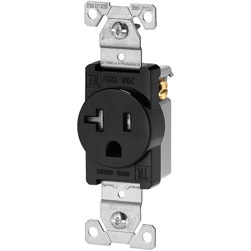 Eaton 20 Amp NEMA 5-20R 125V Straight Blade Single Receptacle, Black