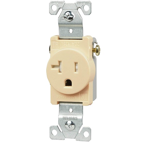 Eaton Wiring 20 Amp NEMA 520R 125V Straight Blade Single Receptacle, Ivory (Eaton Wiring 1877V