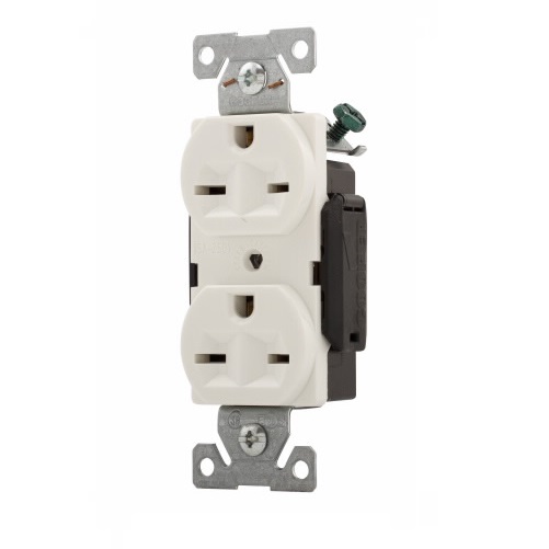 Eaton 15 Amp 250V Construction Grade Duplex Receptacle, White (Eaton