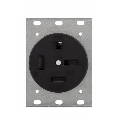 Eaton Wiring 60 Amp Single Receptacle, 3-Phase, Flush Mount, Black