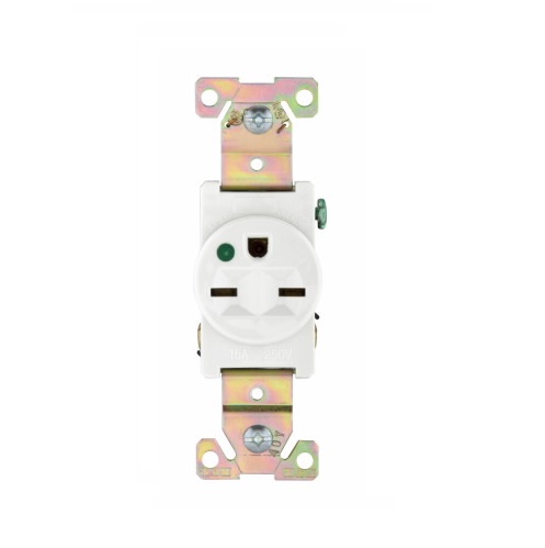 Eaton Wiring 15 Amp Single Receptacle, NEMA 6-15R, 250V, White (Eaton