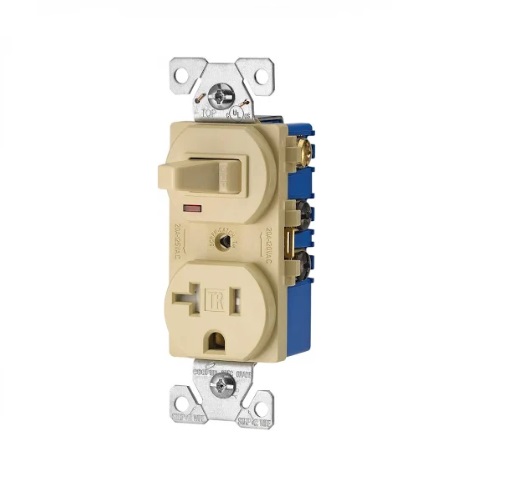 Eaton 20 Amp Combination Switch, Tamper Resistant, Ivory (Eaton TR291V