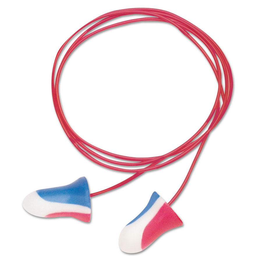 Red/White/Blue Foam Corded Max Disposable Earplugs ( MAX30USA)