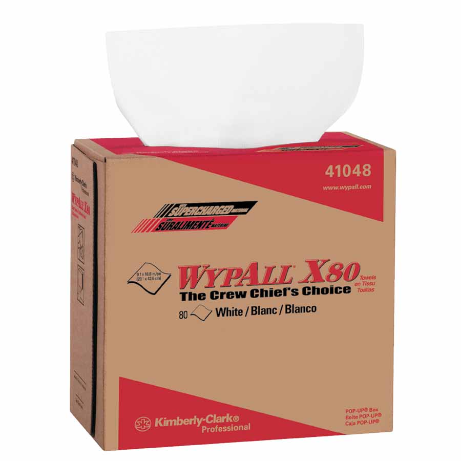 Popup Box of 80 Unscented Cotton White Paper Towels ( 41048