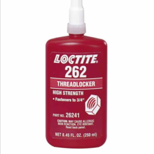 262 Red Threadlocker, High Strength, for up to 3/4" Fasteners, 250mL