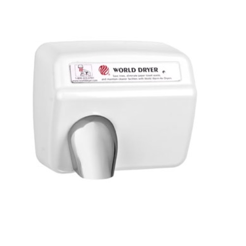 World Dryer 2300W AirMax Hand Dryer, White Stainless Steel, 230V (World