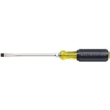 Klein Tools Heavy Duty Slotted Keystone Tip Cushion Grip Screw Driver, 4'' Shank (Klein Tools 600-4)