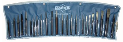 Mayhew 24 Piece Alloy Steel Punch and Chisel Kit with Round and Pointed Tip, Kit (Mayhew 61050)