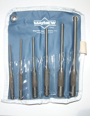 Mayhew 6 Piece Alloy Steel Pilot Punch Kit with Round and Knurled Stock, Kit (Mayhew 62250)