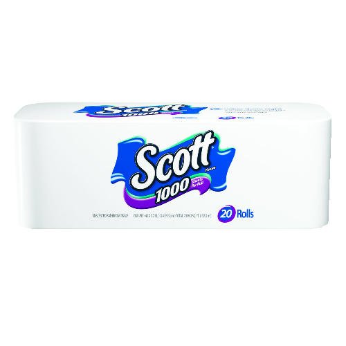 White 1-Ply Scott 20032 1000 Bathroom Tissue 20/Pack 1000 Sheet/Roll 