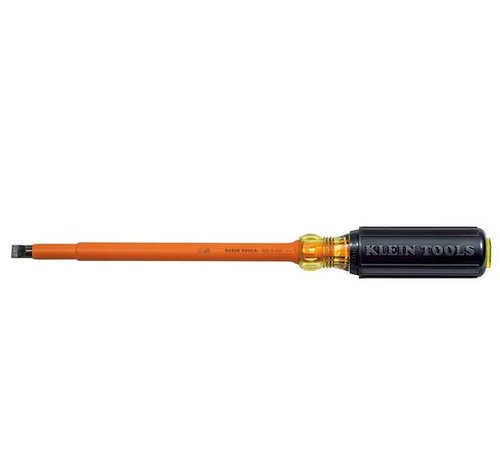 Klein Tools Insulated Screwdriver - 3/8'' Cabinet Tip, 8'' Round Shank (Klein Tools 602-8-INS)