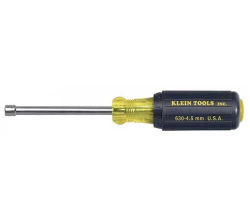 Klein Tools 4.5 mm Nut Driver - 3'' Hollow Shank, Cushion Grip (Klein Tools 630-4.5MM)