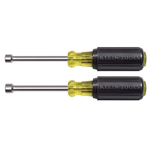 Klein Tools 2-Piece Magnetic Tip Nut Driver Set, 3'' Hollow Shanks (Klein Tools 630M)