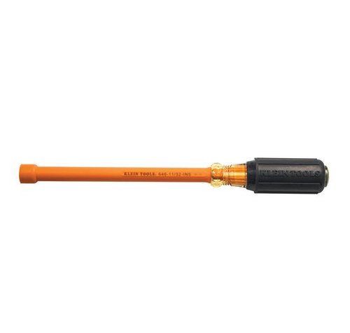 Klein Tools 11/32" Insulated Nut Driver, Cushion Grip, 6'' Hollow Shaft ...