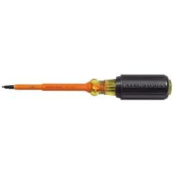 Klein Tools Insulated Screwdriver, #1 Square-Recess Tip, 4'' Shank (Klein Tools 661-4-INS)