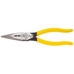 Klein Tools 8'' Heavy-Duty Long-Nose Pliers - Side-Cutting, Wire Stripping & Crimping (Klein Tools D203-8NCR)