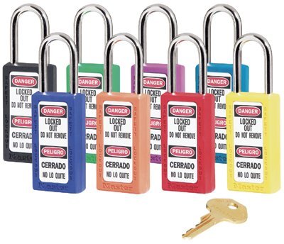 Master Lock Yellow No. 410 & 411 Lightweight Xenoy Safety Lockout Padlock, Case of 6 (Master Lock 411YLW)