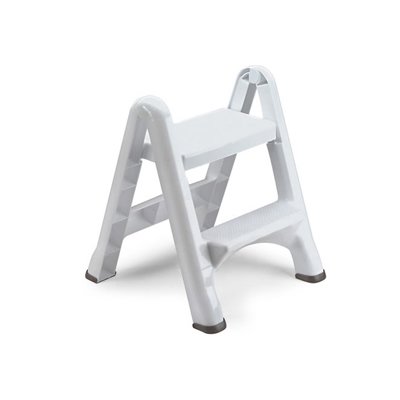 Rubbermaid White EZ Step Two Step Folding Stool 19.5 x 20.6 x