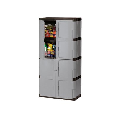 Rubbermaid 7083 Double-Door Storage Cabinet - Base/Top - Gray