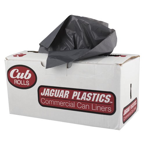 56gal Jaguar Plastics G4347G Low-Density Commercial Can Liners 1.3mil Case of 100 Gray 