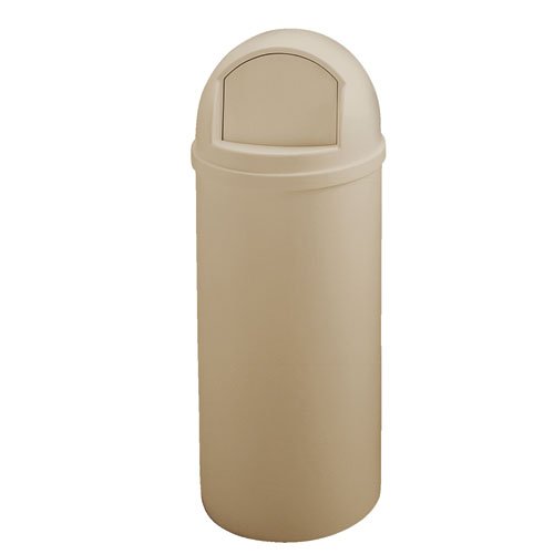 Marshal Classic Container, Round, Polyethylene, 15gal, Beige