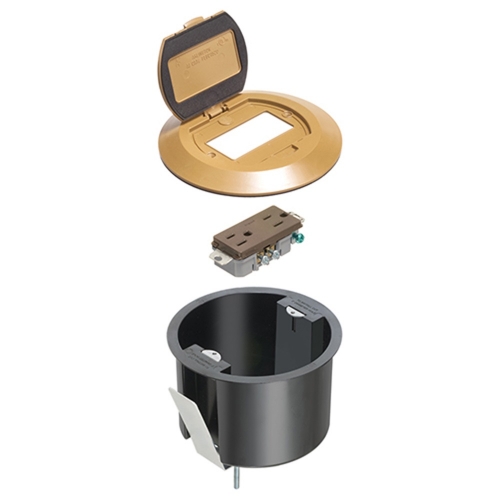 Arlington FLBR5420 Box Da Incasso A Pavimento Per Alimentazione E Dati – Con Presa 20A E Coperture (ottone/nero/nichel)