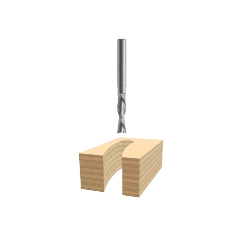 Bosch 1/4-in x 1-in Downcut Spiral Bit, Solid Carbide, 2-Flute (Bosch 85903M)