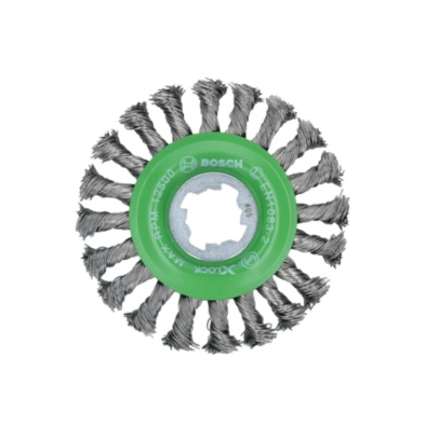 Bosch 4in XLOCK Wire Wheel, Full Cable, Stainless Steel (Bosch WBX429