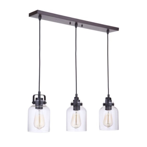Craftmade 53693-FBDT Foxwood 3 Light Pendant in Flat Black/Dark 