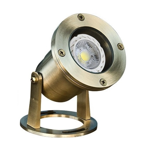 4, Huron LFU Solid Brass Constructed Underwater Pond Fountain Light Fully Submersible Comes with 4 x MR16 LED 3W 2700K Bulbs. Low Voltage 
