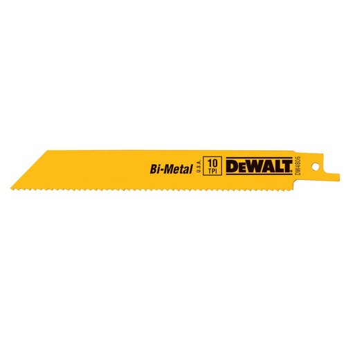 Dewalt 6" 10TPI Straight Back Bi-Metal Reciprocating Saw Blade, Case of 5 (Dewalt DW4806)