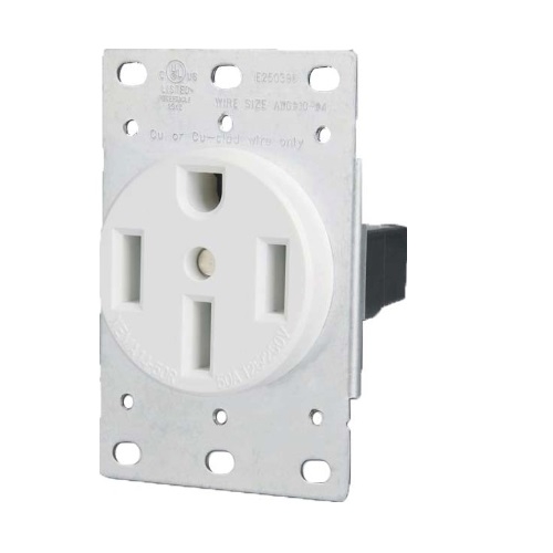 4 Wire 50A 66500-W White ENERLITES 50 Amp Range Receptacle Outlet for RV and Electric Vehicles 3-Pole NEMA 14-50R 8, 6, 4 AWG Copper Only 125/250V 