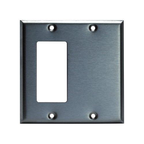 Enerlites Stainless Steel Combination 2Gang Blank & GFCI Wall Plate
