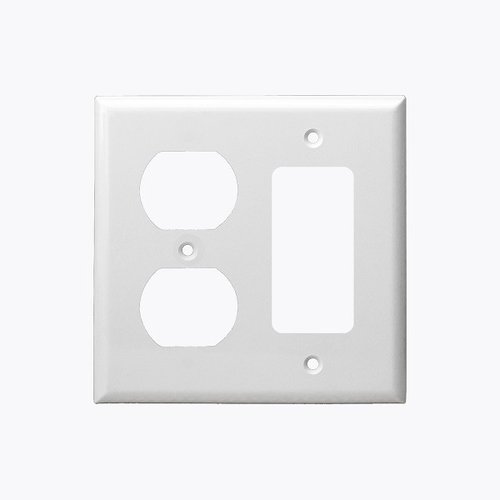 Enerlites White Combination 2Gang Duplex Receptacle & GFCI Plastic