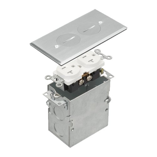 Enerlites Stainless Steel 1Gang Floor Box with 20A TRWR Duplex GFCI