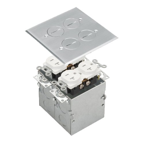 Enerlites Stainless Steel 2Gang Floor Box with 20A TRWR Duplex Receptacle (Enerlites 975510SS