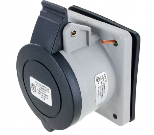 Ericson 20A Pin & Sleeve Straight Receptacle, 3PH, 4P/5W, 347/600V, Blk ...