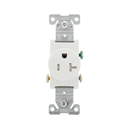 Tech-Spec SR20W 20A Single Receptacle 2-Pole 3-Wire Outlet Plug NEMA 5-20R White 