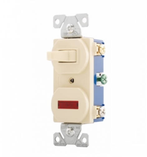 Eaton Wiring 15 Amp Pilot Light Switch, Combination, Ivory