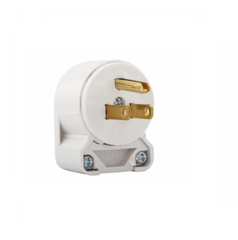 Eaton Wiring 15 Amp Electric Plug, Angled, Vinyl, White (Eaton
