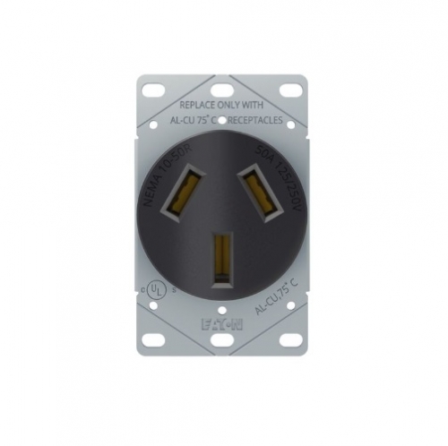 Eaton Wiring 30A Power Device Receptacle, 3-Pole, 3-Wire, 125V/250V, Black (Eaton Wiring AH38W-F)